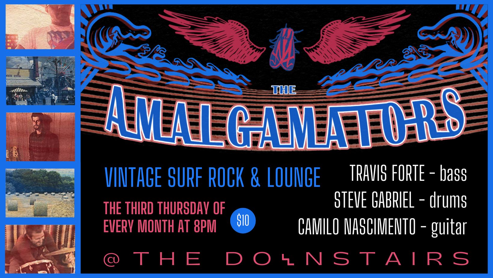 The Amalgamators. Vintage surf rock and lounge. Third Thursday of Every Month at